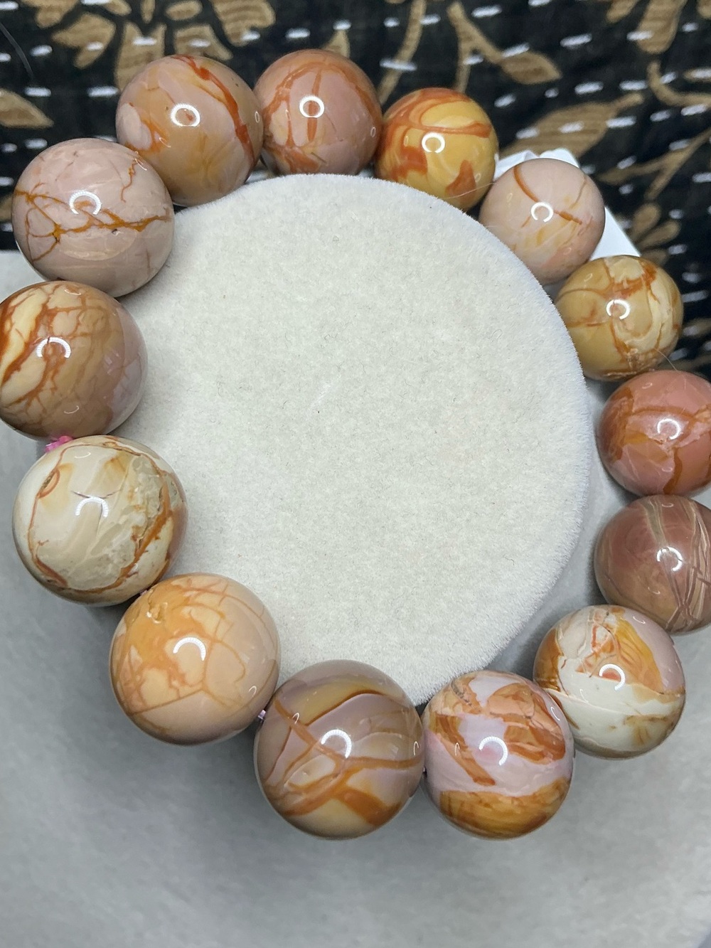 HQ and RARE Carmel and Pink Swirl Alashan 15mm #18